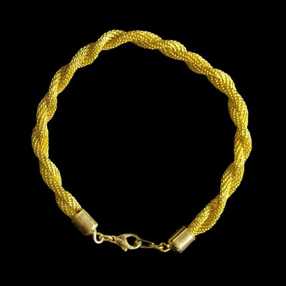 New 18K Yellow Gold Plated Twisted French Rope Mesh Chain Bracelet Chunky - Picture 6 of 6
